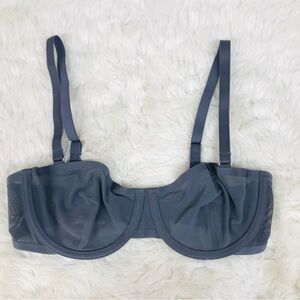 New CUUP The Balconette Mesh Bra Size 32C‎ Dark Gray Underwire Balconet Sheer